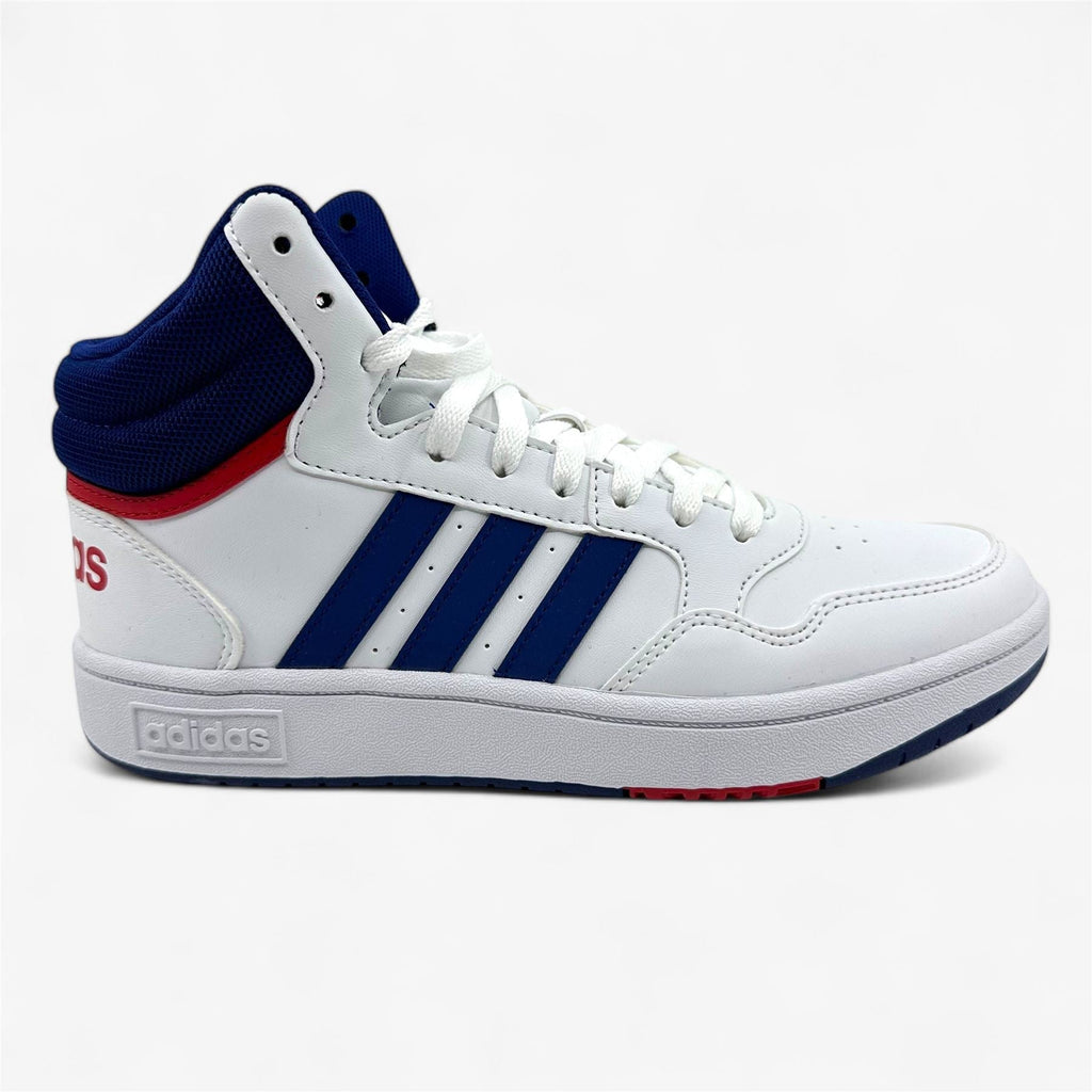 Adidas Hoops 3.0 Mid White Blue Red Kids Athletic Sneaker (GZ9647)