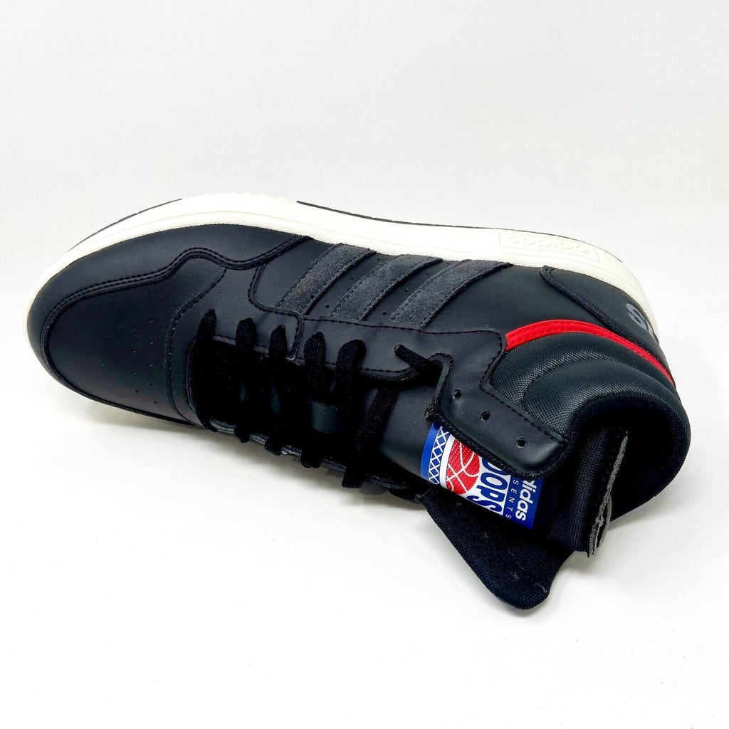 Adidas Hoops 3.0 Mid Black White Red Mens Leather Basketball Sneakers GZ1344