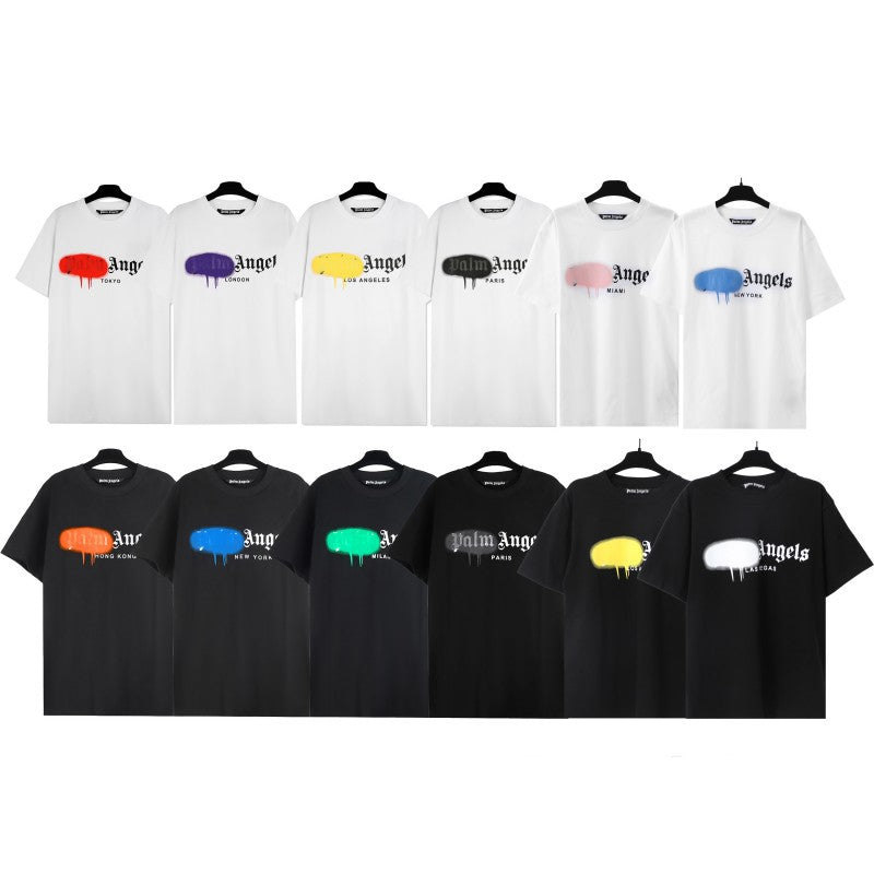 Palm Angels Graffiti Flame Palm Tree Graphic Oversized Tee Streetwear