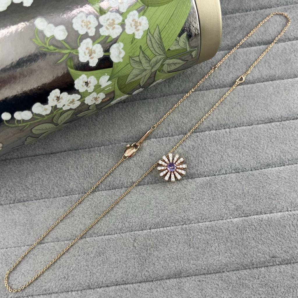 Damiani Style Floral Cubic Zirconia 18K Gold-Plated Necklace