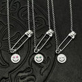 Chrome Hearts silver full diamond smiley face brooch necklace