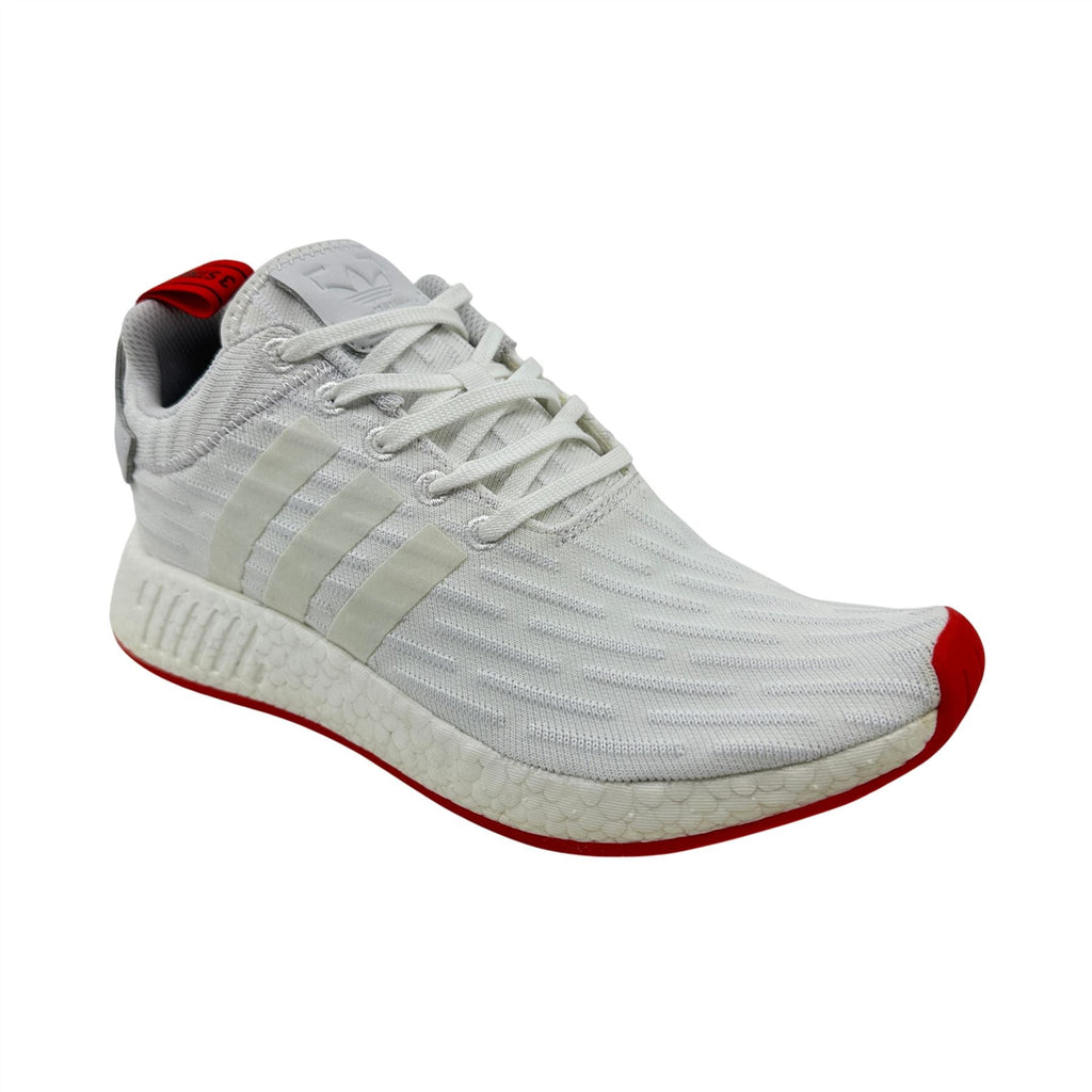 Adidas NMD R2 Primeknit White Core Red Mens Athletic Sneaker (BA7253)