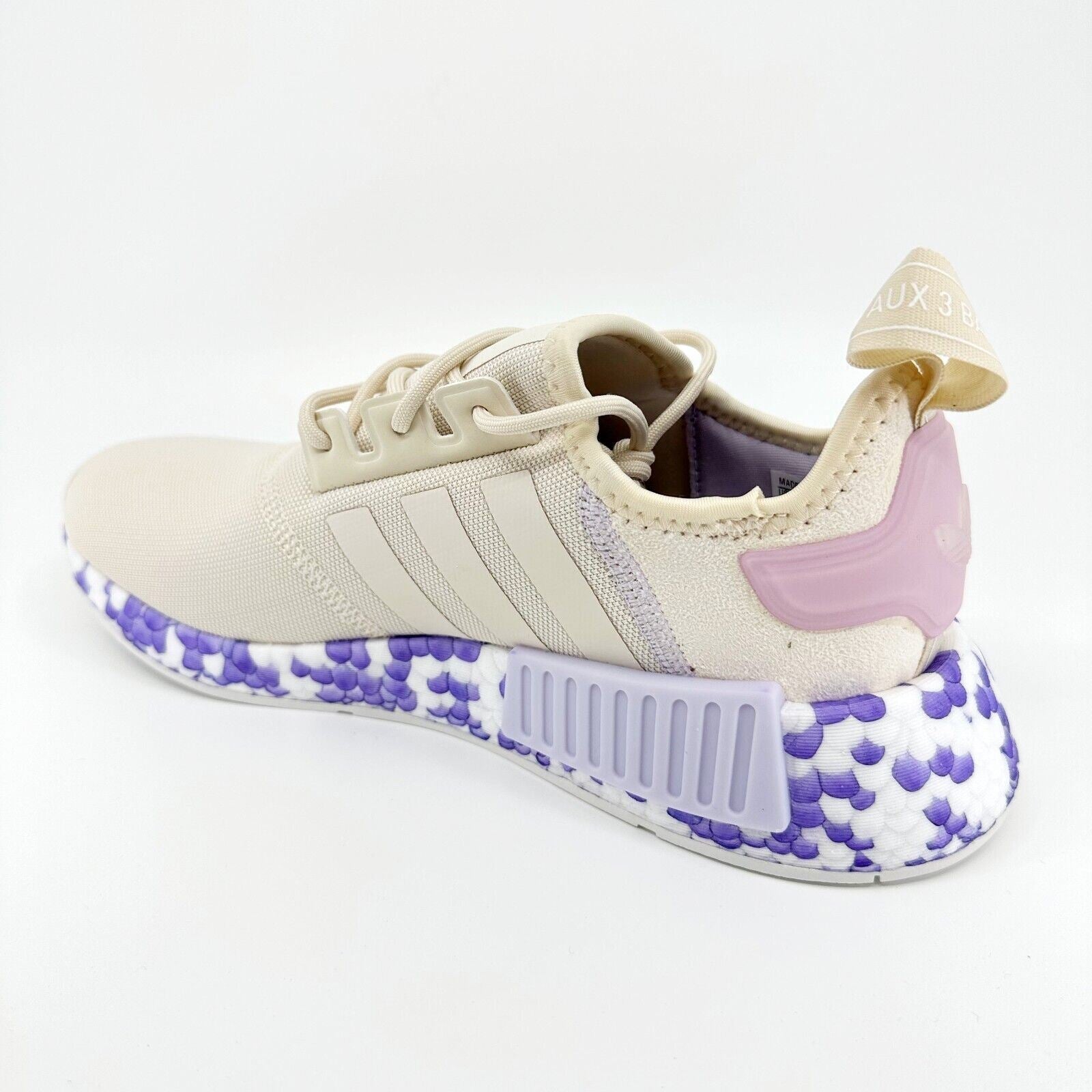 Adidas Originals NMD R1 Wonder White Beige Purple Womens Running Shoes GW5694