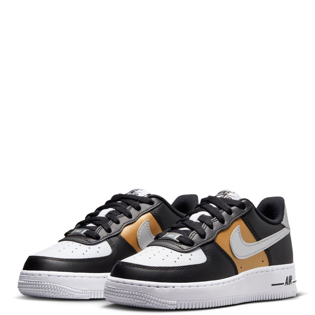 Big Kid's Nike Force 1 BG Black/Metallic Silver-White (HV0937 010)